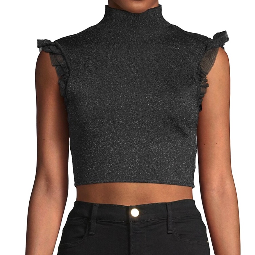 NWT Alicia + Olivia Crop Ruffled Trimmed Crop Top